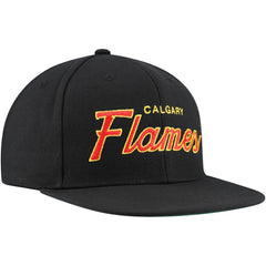 Calgary Flames Mitchell & Ness Core Team Script 2.0 Snapback Hat - Black Hats