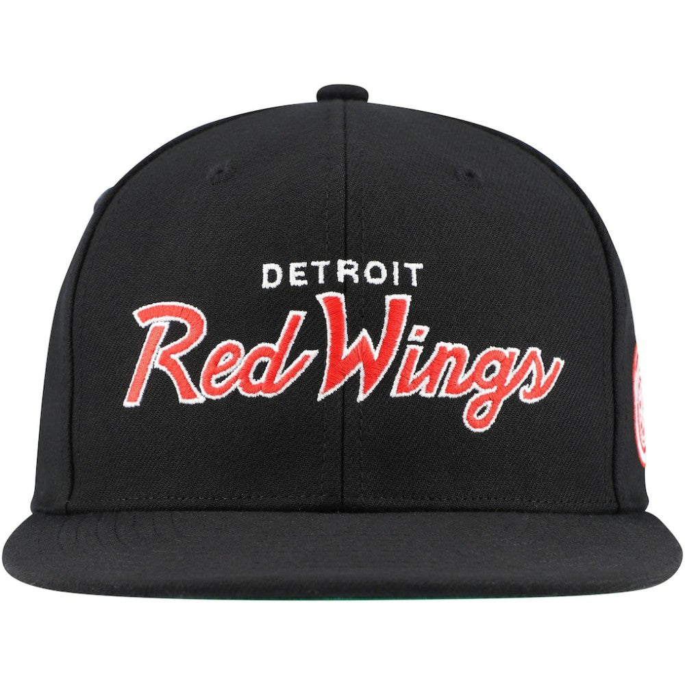 Detroit Red Wings Mitchell & Ness Core Team Script 2.0 Snapback Hat - Black Hats