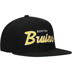 Boston Bruins Mitchell & Ness Core Team Script 2.0 Snapback Hat - Black Hats