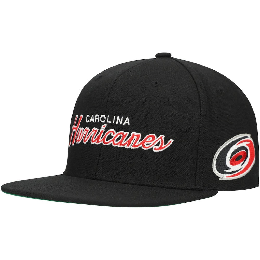Carolina Hurricanes Mitchell & Ness Core Team Script 2.0 Snapback Hat - Black Hats