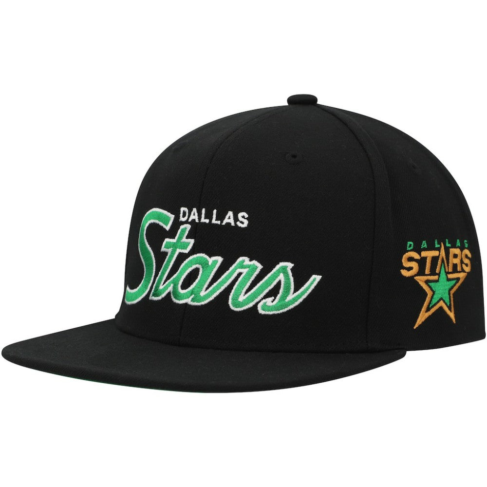 Dallas Stars Mitchell & Ness Core Team Script 2.0 Snapback Hat - Black Hats