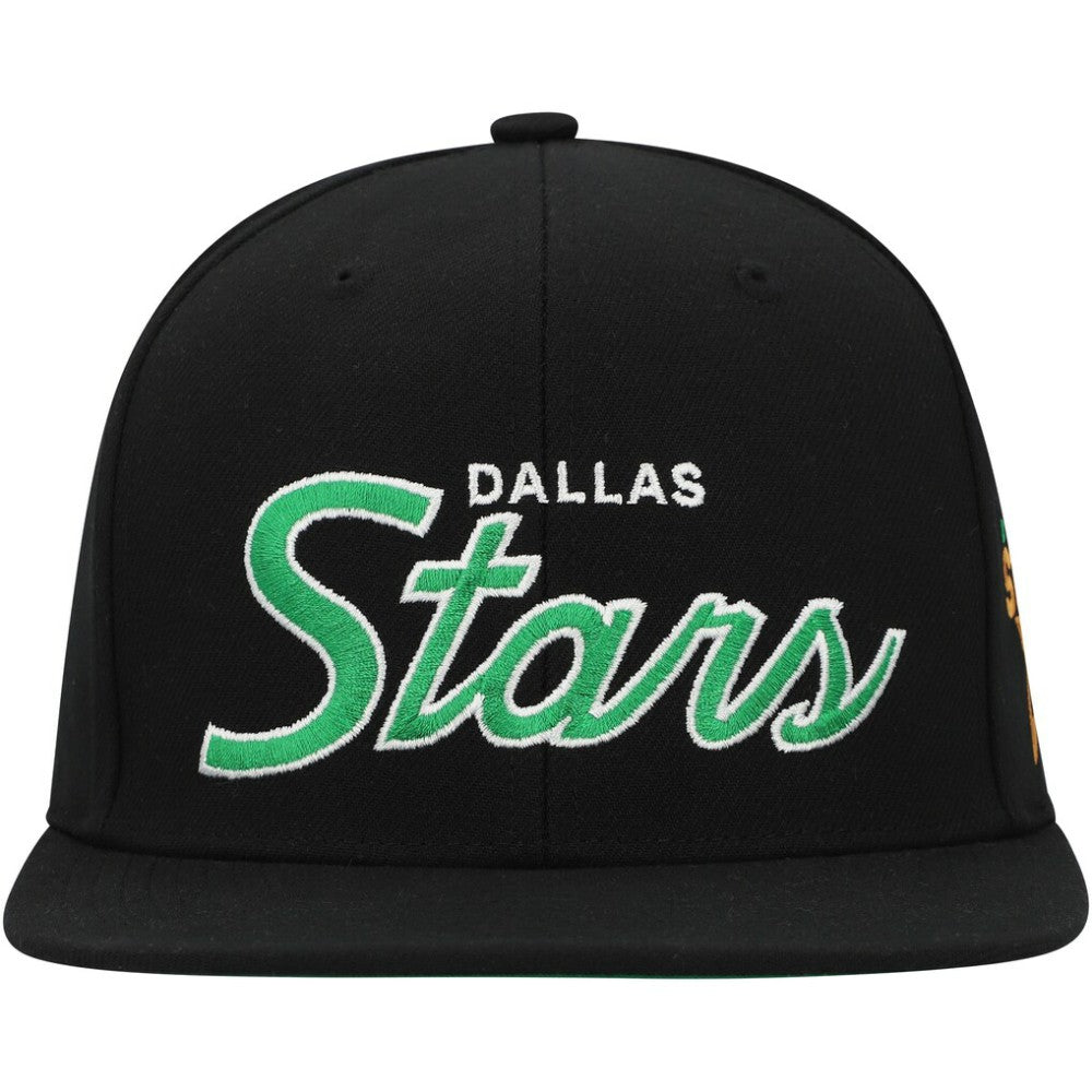 Dallas Stars Mitchell & Ness Core Team Script 2.0 Snapback Hat - Black Hats