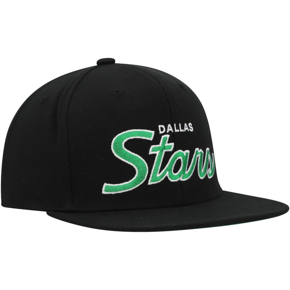Dallas Stars Mitchell & Ness Core Team Script 2.0 Snapback Hat - Black Hats