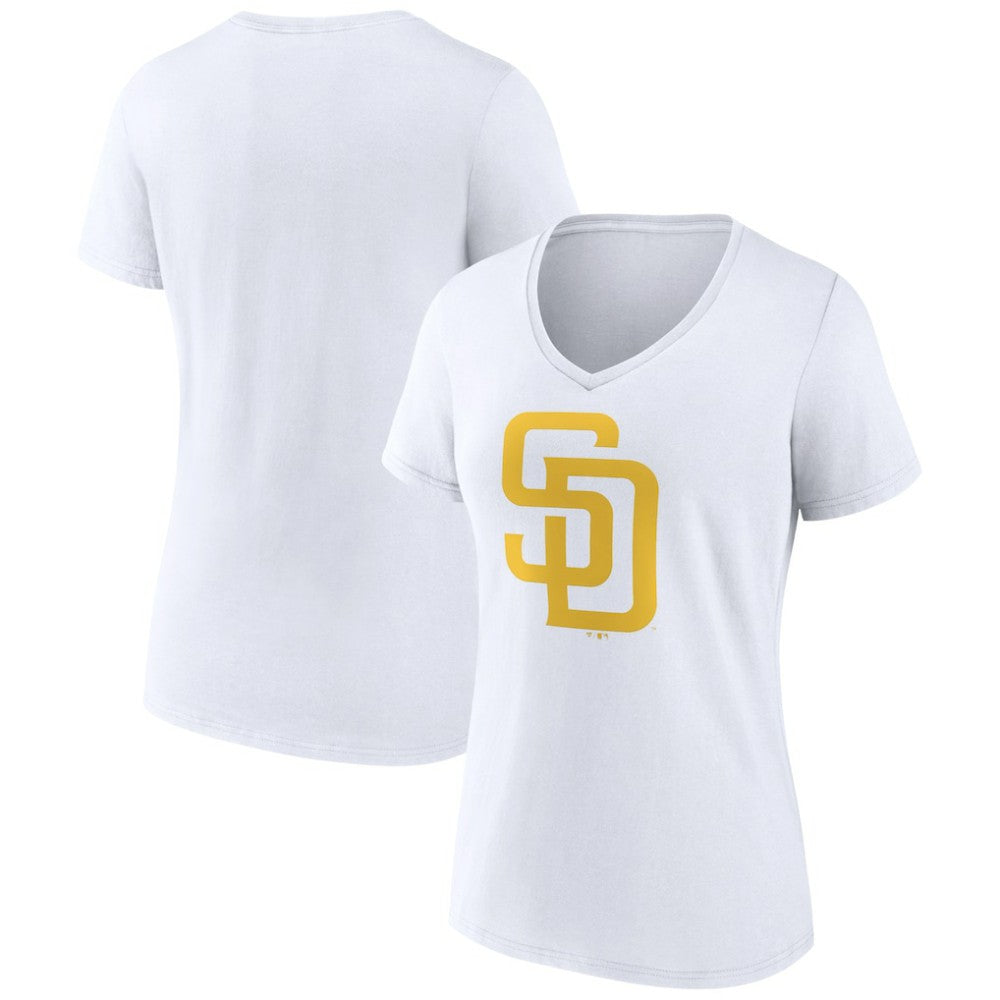 San Diego Padres Women's Official Logo V-Neck T-Shirt White