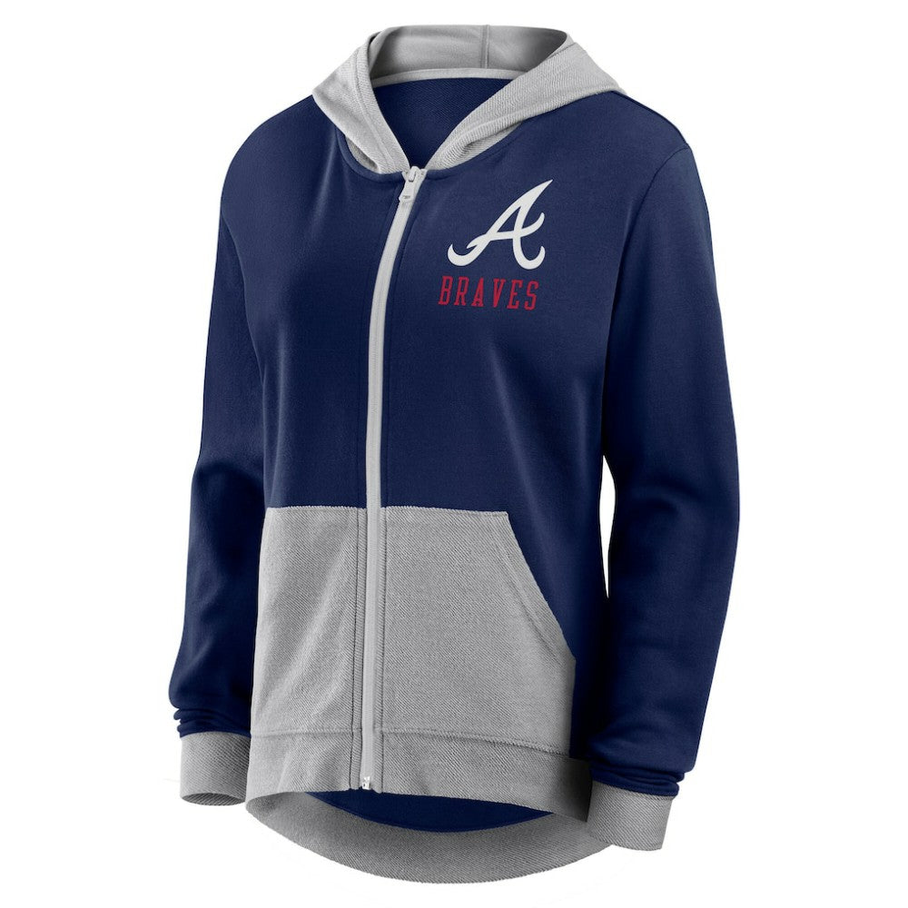 Atlanta Braves Women's Hit It French Terry Full-Zip Hoodie Navy