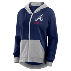 Atlanta Braves Women's Hit It French Terry Full-Zip Hoodie Navy