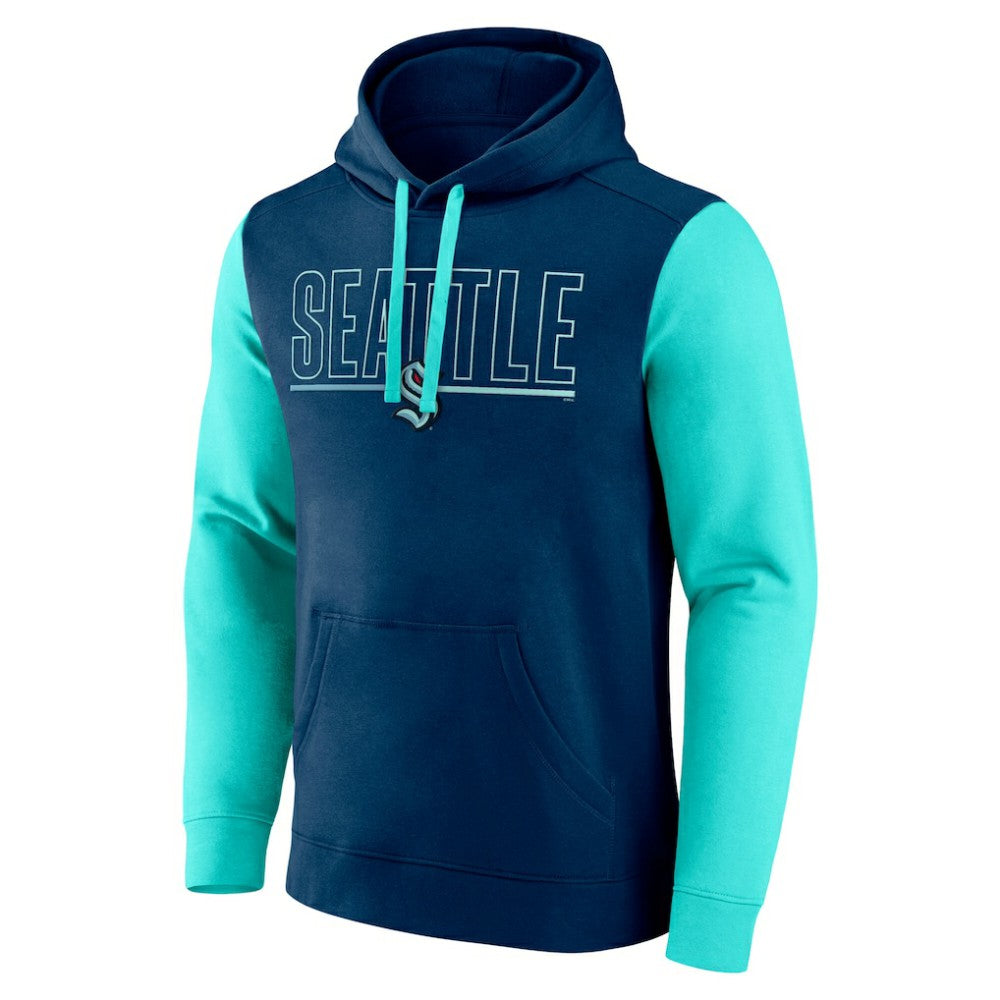 Seattle Kraken Logo Athletic Deliver Fleece Pullover Hoodie - Navy Hoodies