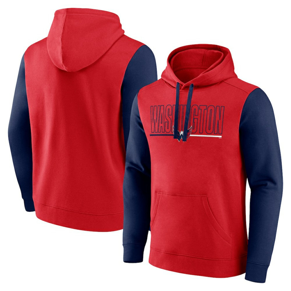 Washington Capitals Logo Athletic Deliver Fleece Pullover Hoodie - Red Hoodies