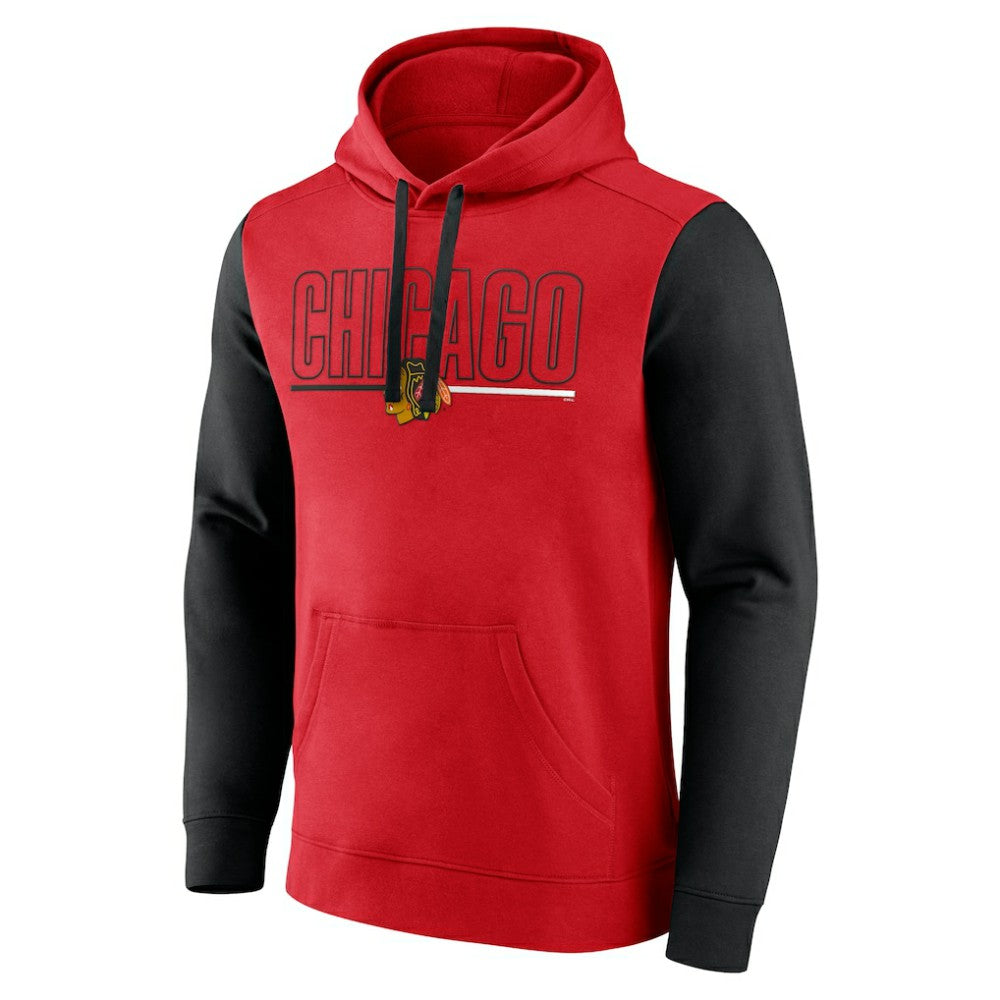 Chicago Blackhawks Logo Athletic Deliver Fleece Pullover Hoodie - Red Hoodies
