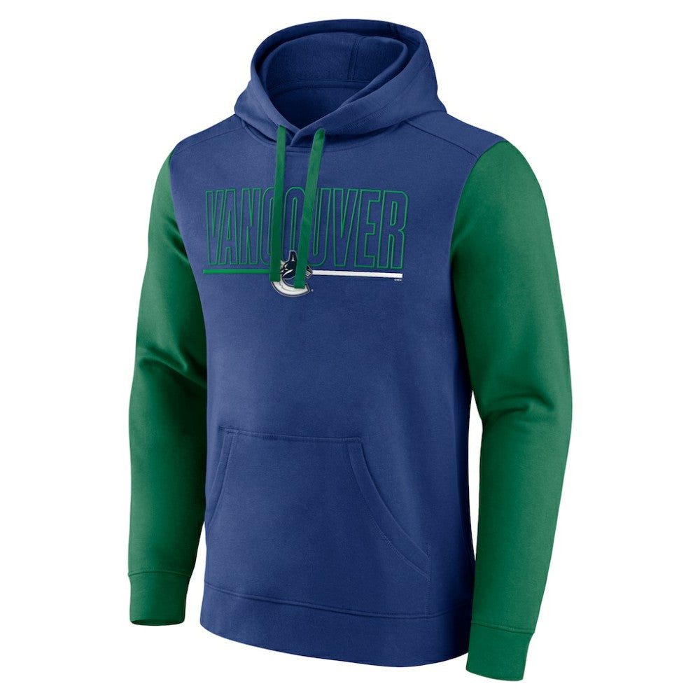 Vancouver Canucks Logo Athletic Deliver Fleece Pullover Hoodie - Blue Hoodies