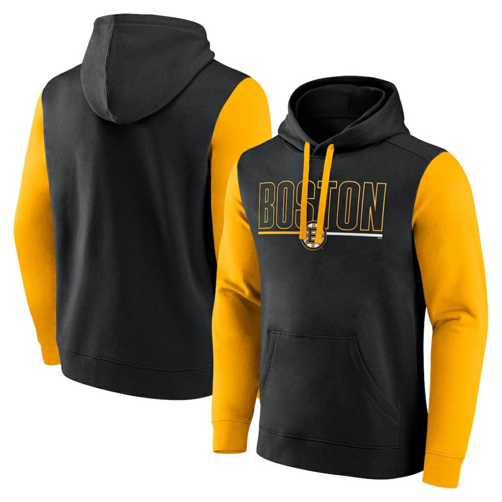 Boston Bruins Logo Athletic Deliver Fleece Pullover Hoodie - Black Hoodies