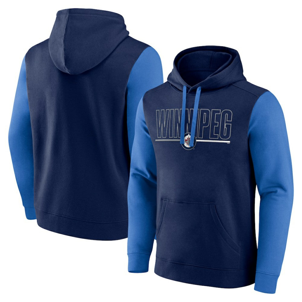 Winnipeg Jets Logo Athletic Deliver Fleece Pullover Hoodie - Navy Hoodies