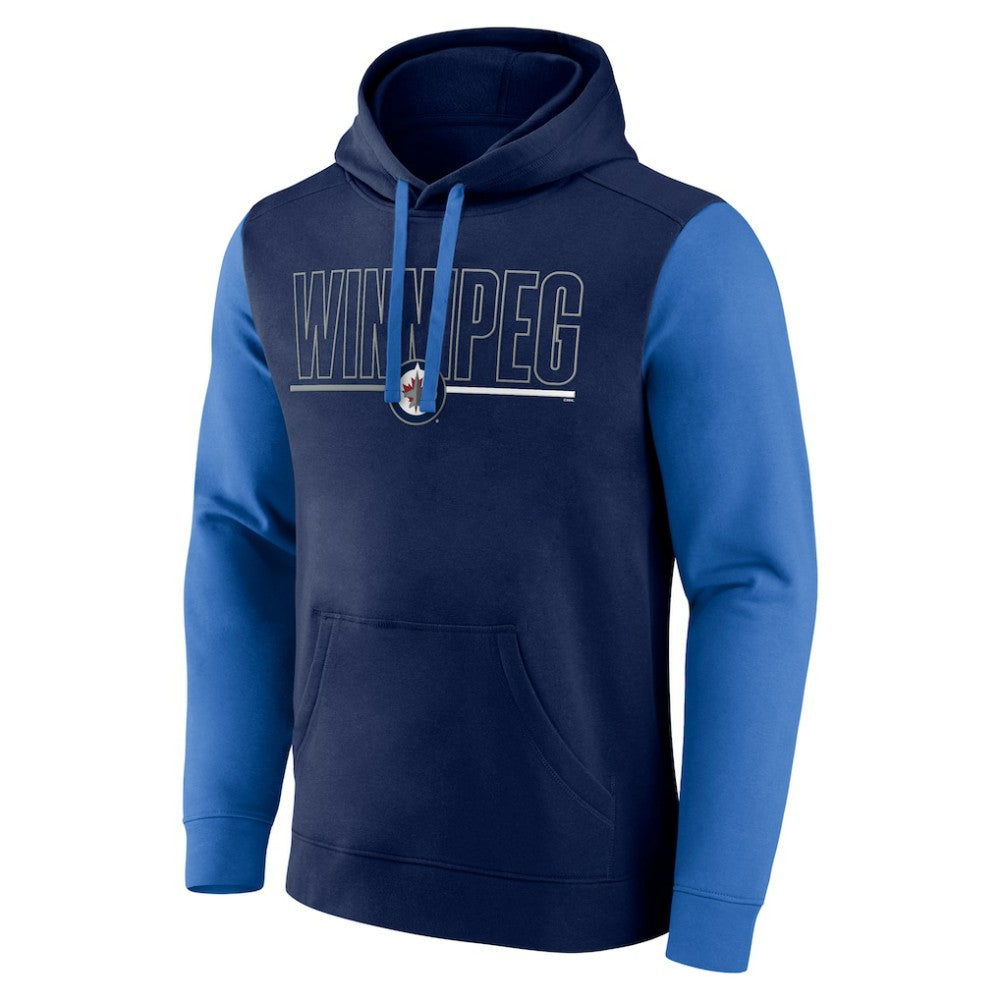 Winnipeg Jets Logo Athletic Deliver Fleece Pullover Hoodie - Navy Hoodies