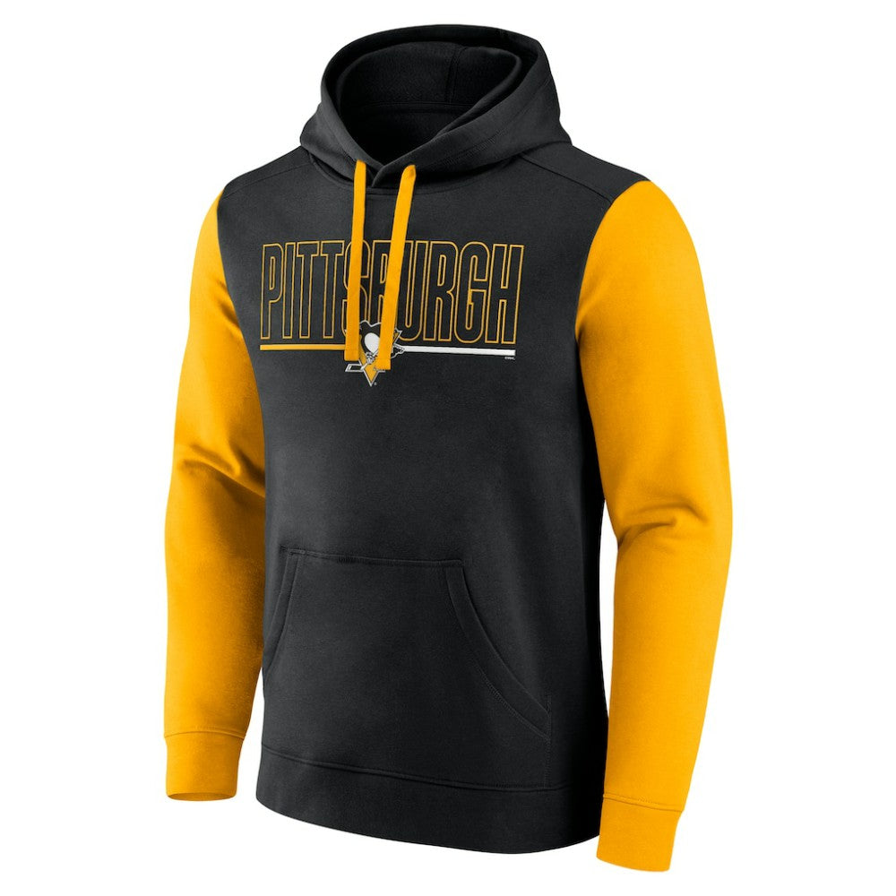 Pittsburgh Penguins Logo Athletic Deliver Fleece Pullover Hoodie - Black Hoodies