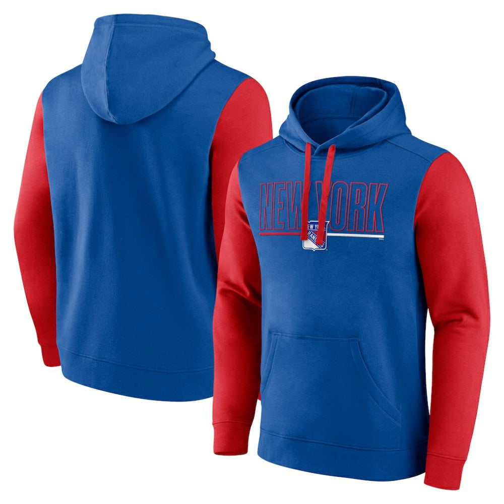 New York Rangers Logo Athletic Deliver Fleece Pullover Hoodie - Blue Hoodies