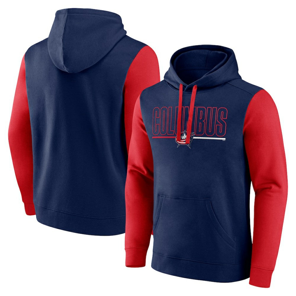 Columbus Blue Jackets Logo Athletic Deliver Fleece Pullover Hoodie - Navy Hoodies