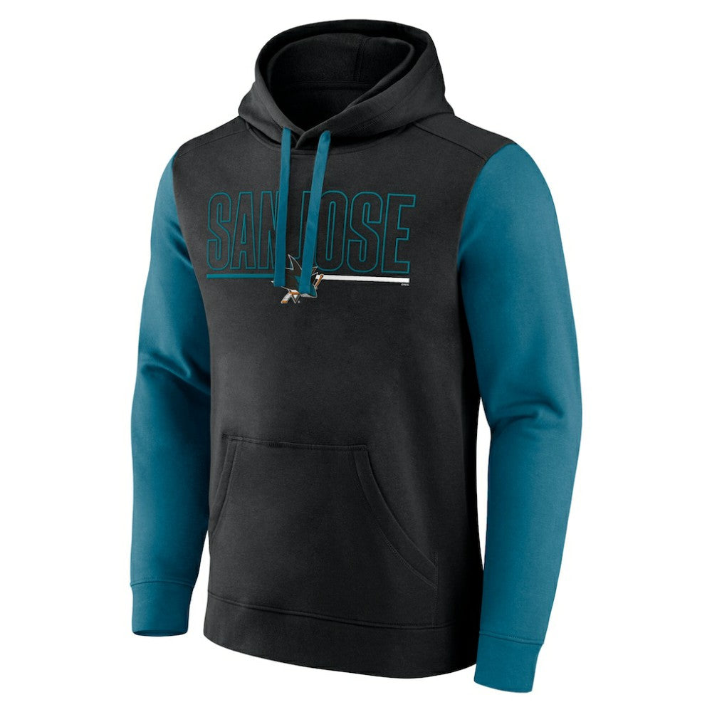 San Jose Sharks Logo Athletic Deliver Fleece Pullover Hoodie - Black Hoodies