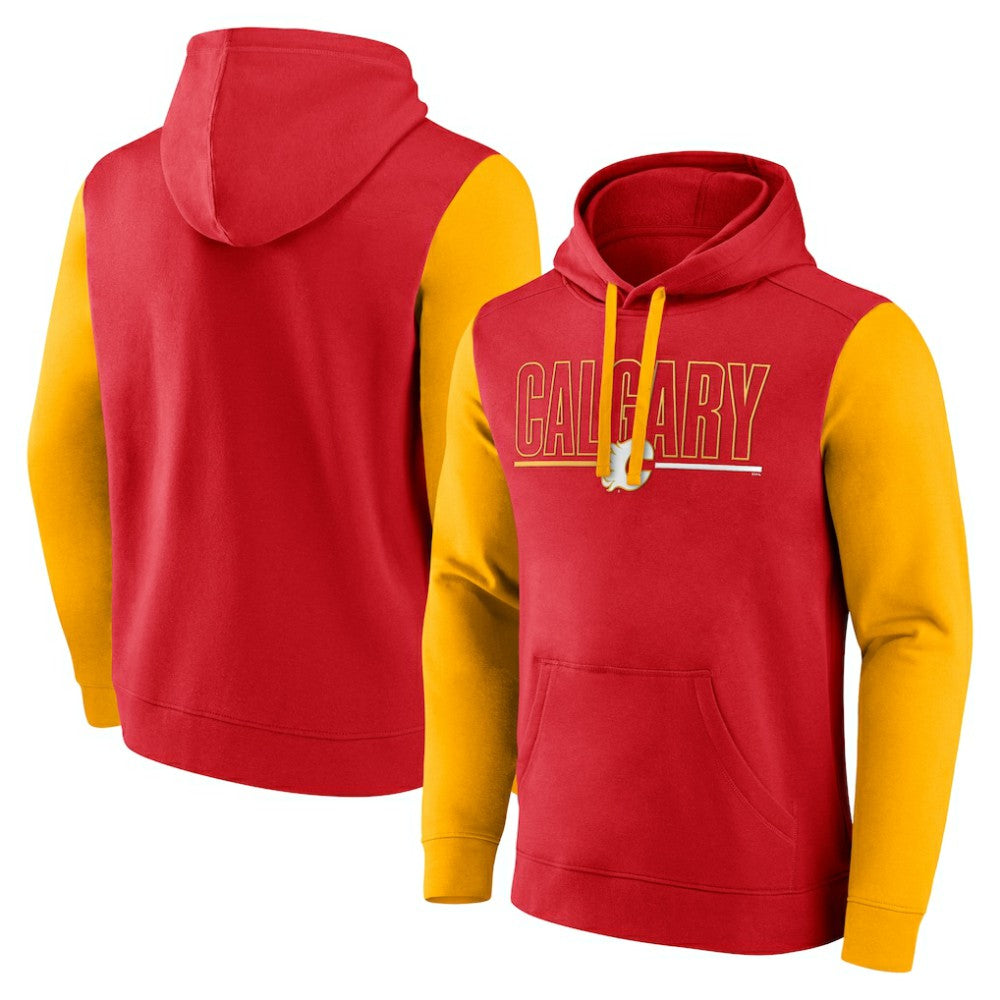 Calgary Flames Logo Athletic Deliver Fleece Pullover Hoodie - Red Hoodies