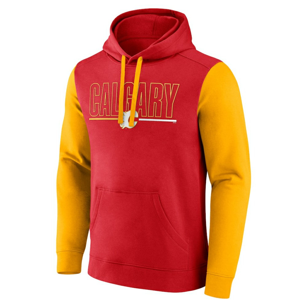 Calgary Flames Logo Athletic Deliver Fleece Pullover Hoodie - Red Hoodies