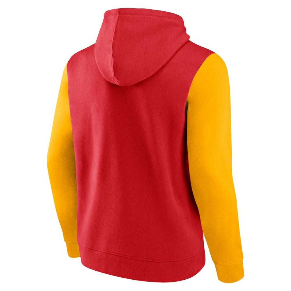 Calgary Flames Logo Athletic Deliver Fleece Pullover Hoodie - Red Hoodies