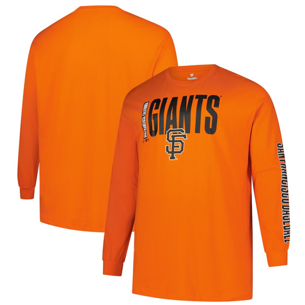 San Francisco Giants Profile Big & Tall Two-Hit Long Sleeve T-Shirt Orange