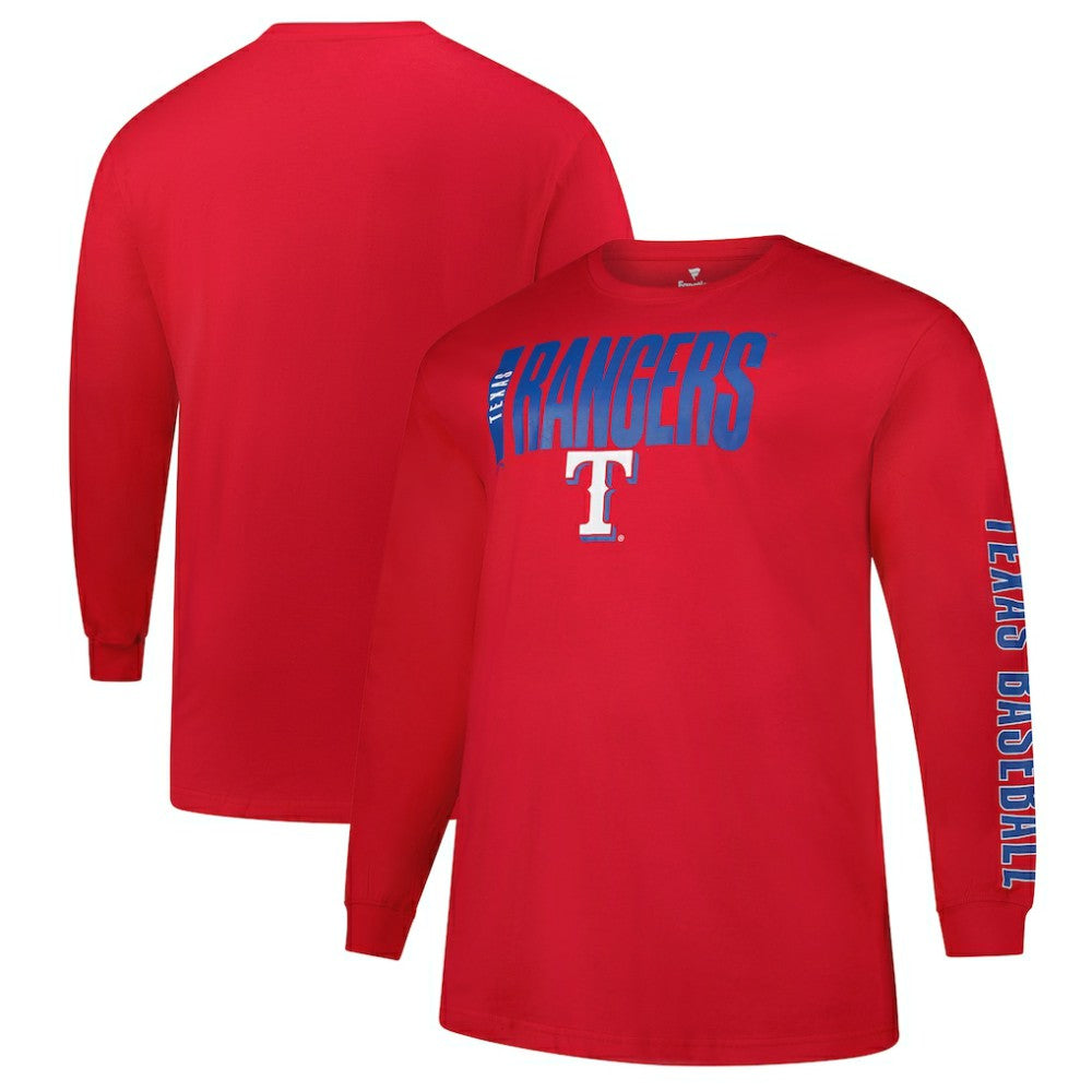 Texas Rangers Profile Big & Tall Two-Hit Long Sleeve T-Shirt Red