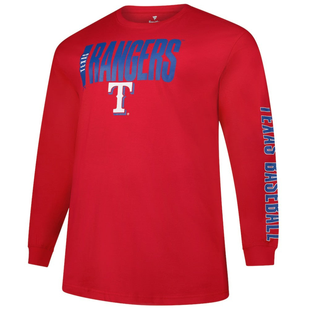 Texas Rangers Profile Big & Tall Two-Hit Long Sleeve T-Shirt Red