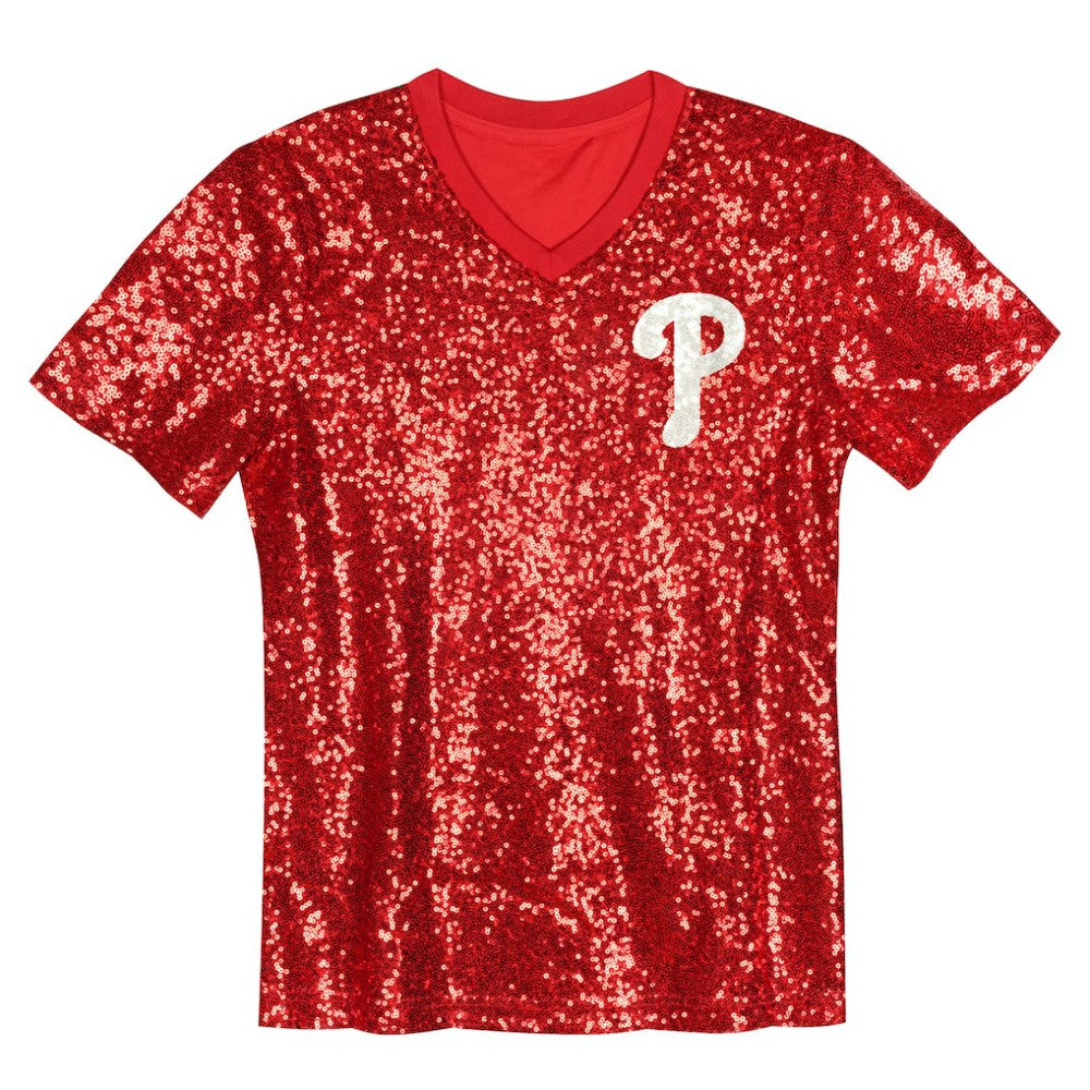 Bryce Harper Philadelphia Phillies Juniors Name & Number Sequin V-Neck Top Red