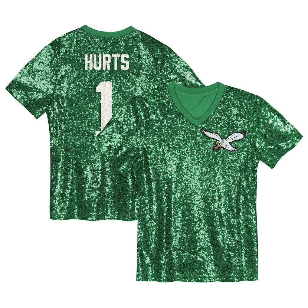 Jalen Hurts Philadelphia Eagles Girls Youth Sequin V-Neck Fashion Jersey - Kelly Green for sale