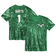 Jalen Hurts Philadelphia Eagles Girls Youth Sequin V-Neck Fashion Jersey - Kelly Green for sale