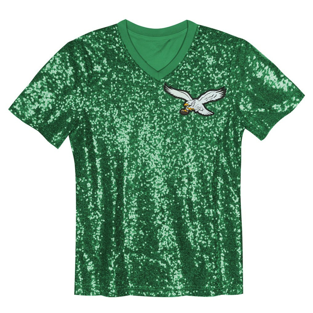 Jalen Hurts Philadelphia Eagles Girls Youth Sequin V-Neck Fashion Jersey - Kelly Green for sale
