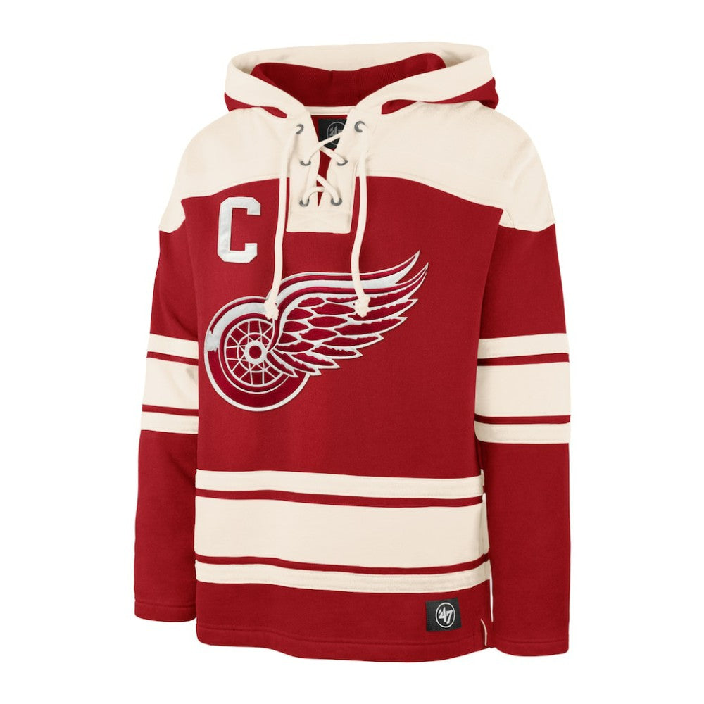 Dylan Larkin Detroit Red Wings '47 Captain Patch Player Name & Number Lacer Pullover Hoodie - Red Hoodies