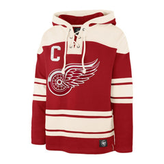Dylan Larkin Detroit Red Wings '47 Captain Patch Player Name & Number Lacer Pullover Hoodie - Red Hoodies