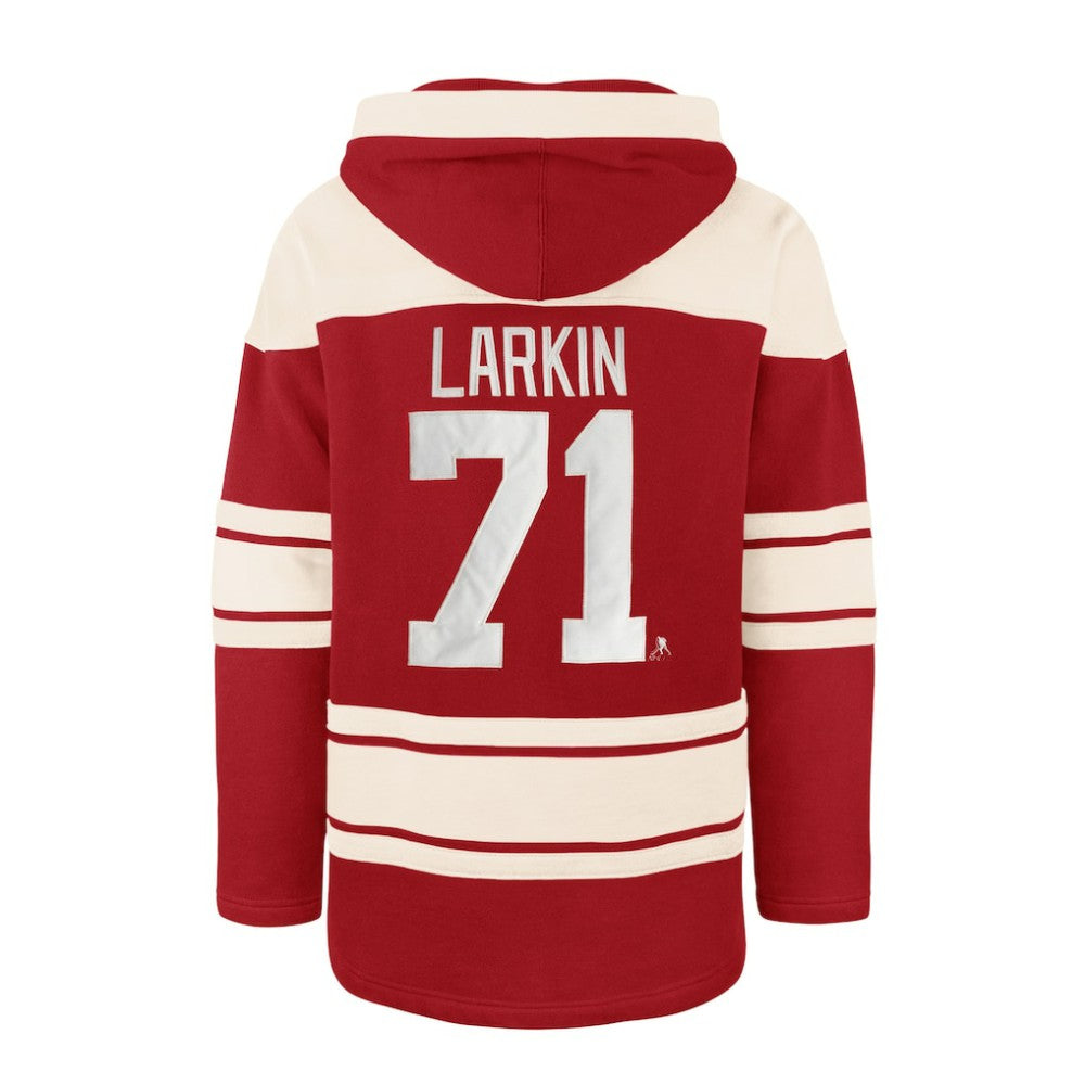 Dylan Larkin Detroit Red Wings '47 Captain Patch Player Name & Number Lacer Pullover Hoodie - Red Hoodies