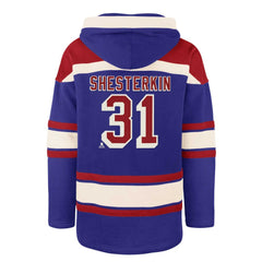 Igor Shesterkin New York Rangers '47 Player Name & Number Lacer Pullover Hoodie - Blue Hoodies