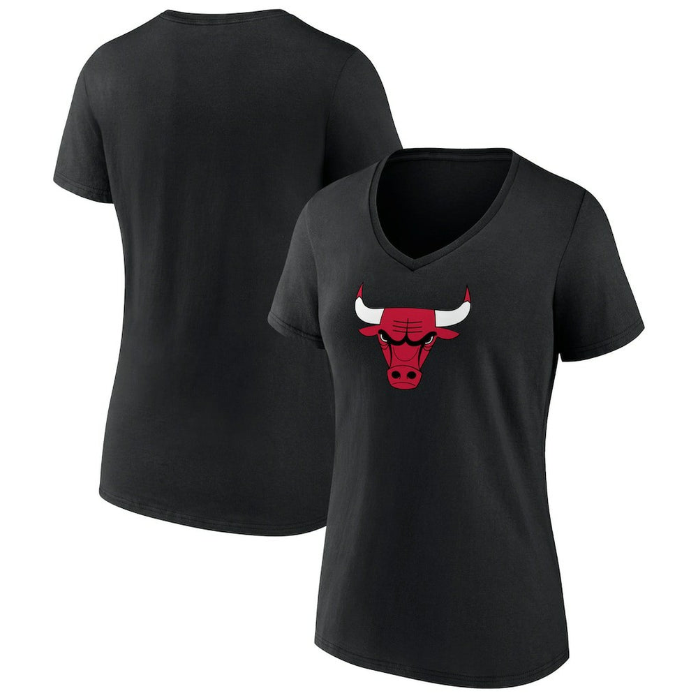 Chicago Bulls Women's Primary Logo V-Neck T-Shirt - Black outlet