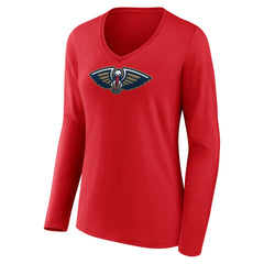 New Orleans Pelicans Women's Primary Logo Long Sleeve V-Neck T-Shirt - Red online