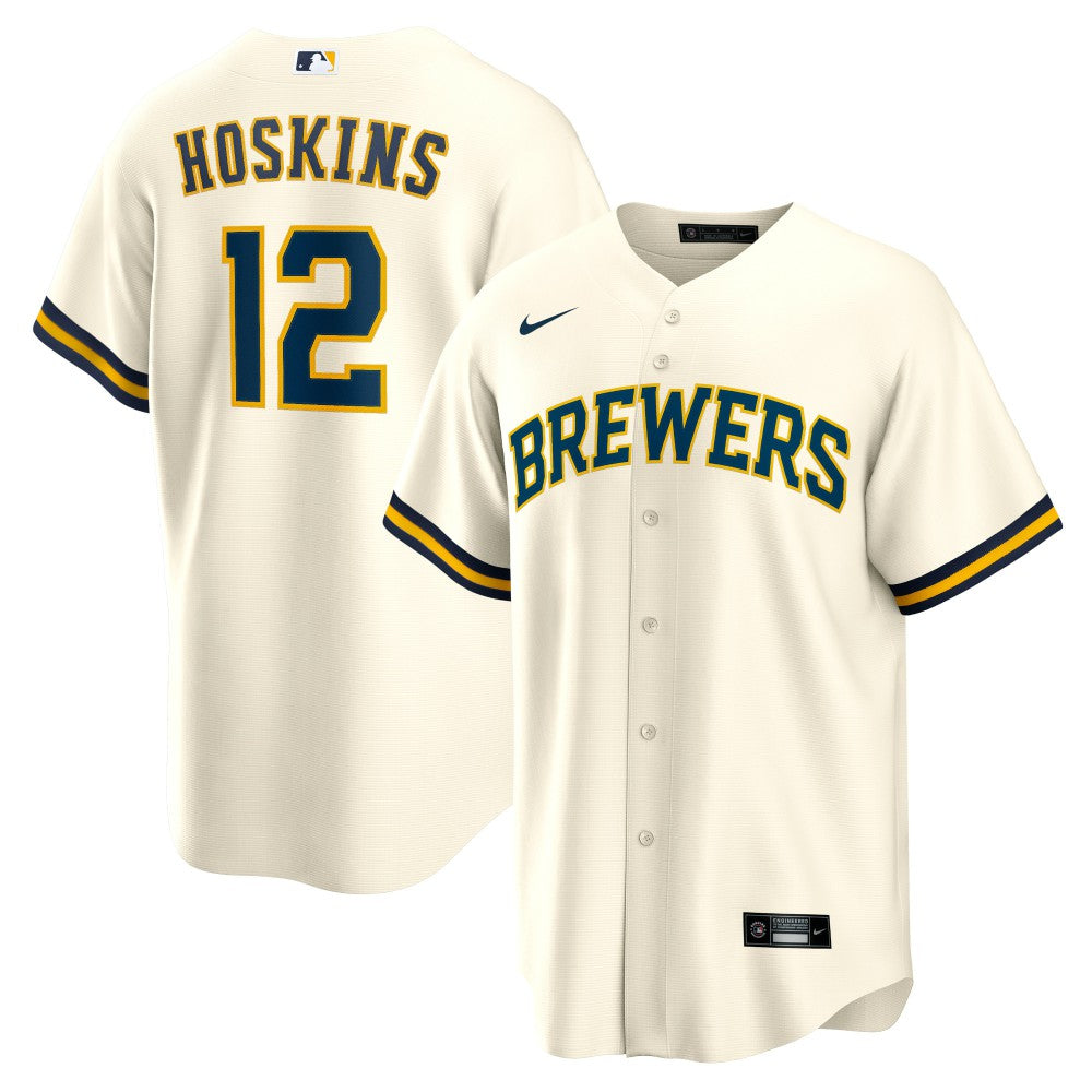 Rhys Hoskins Milwaukee Brewers Home Replica Player Jersey Cream