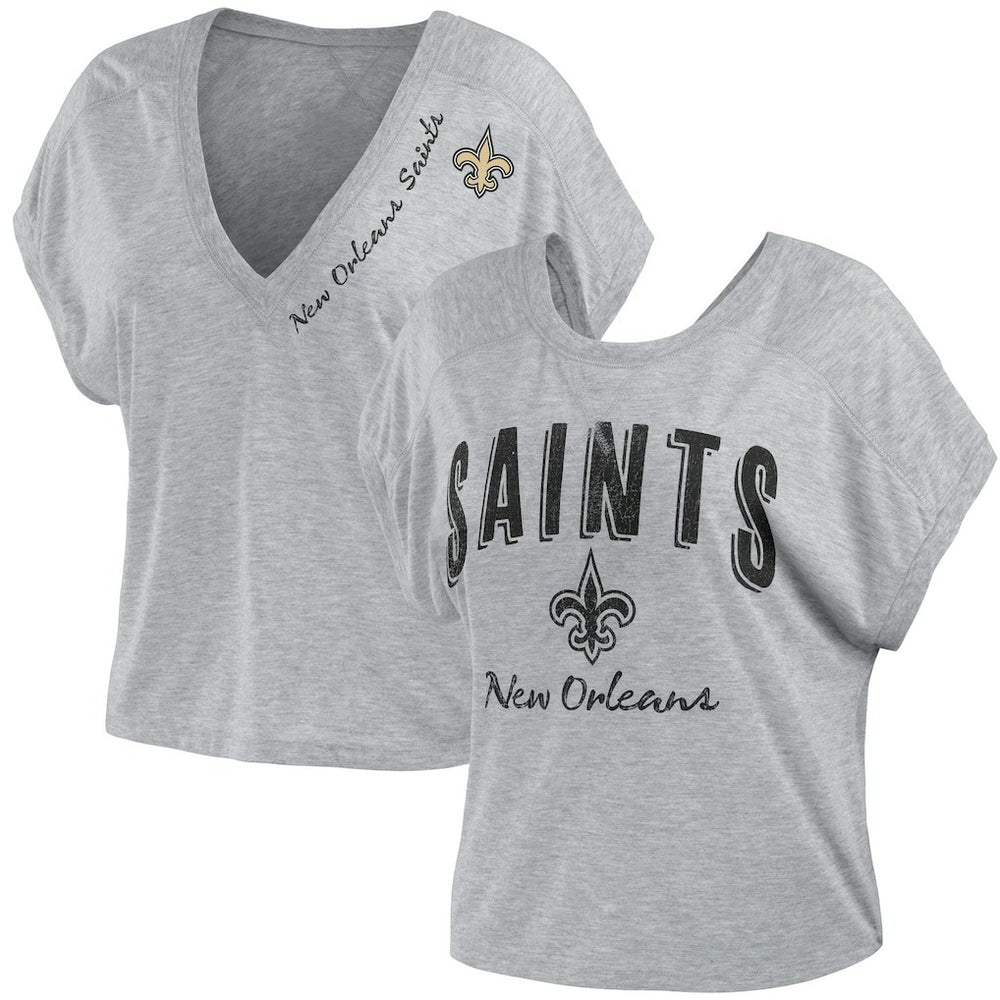 New Orleans Saints WEAR by Erin Andrews Women's Reversible T-Shirt - Heather Gray outlet