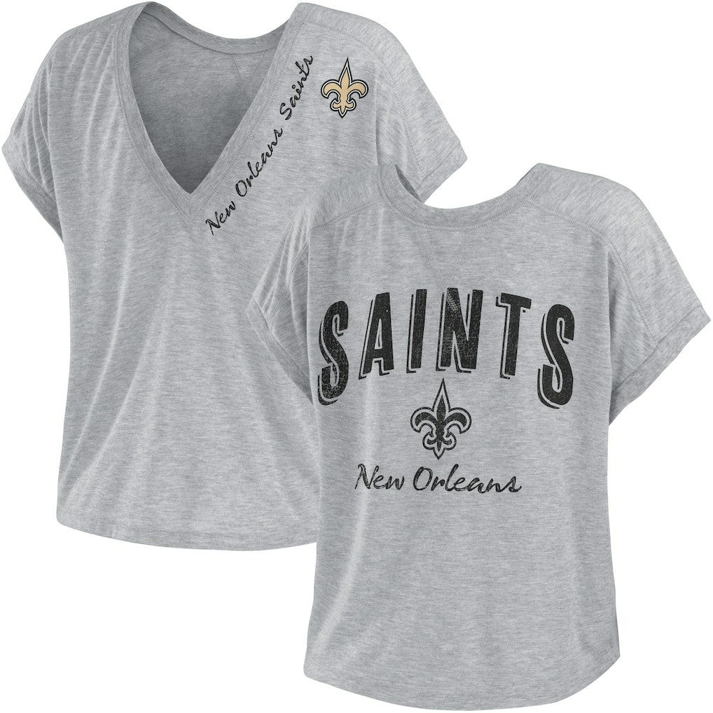New Orleans Saints WEAR by Erin Andrews Women's Reversible T-Shirt - Heather Gray outlet