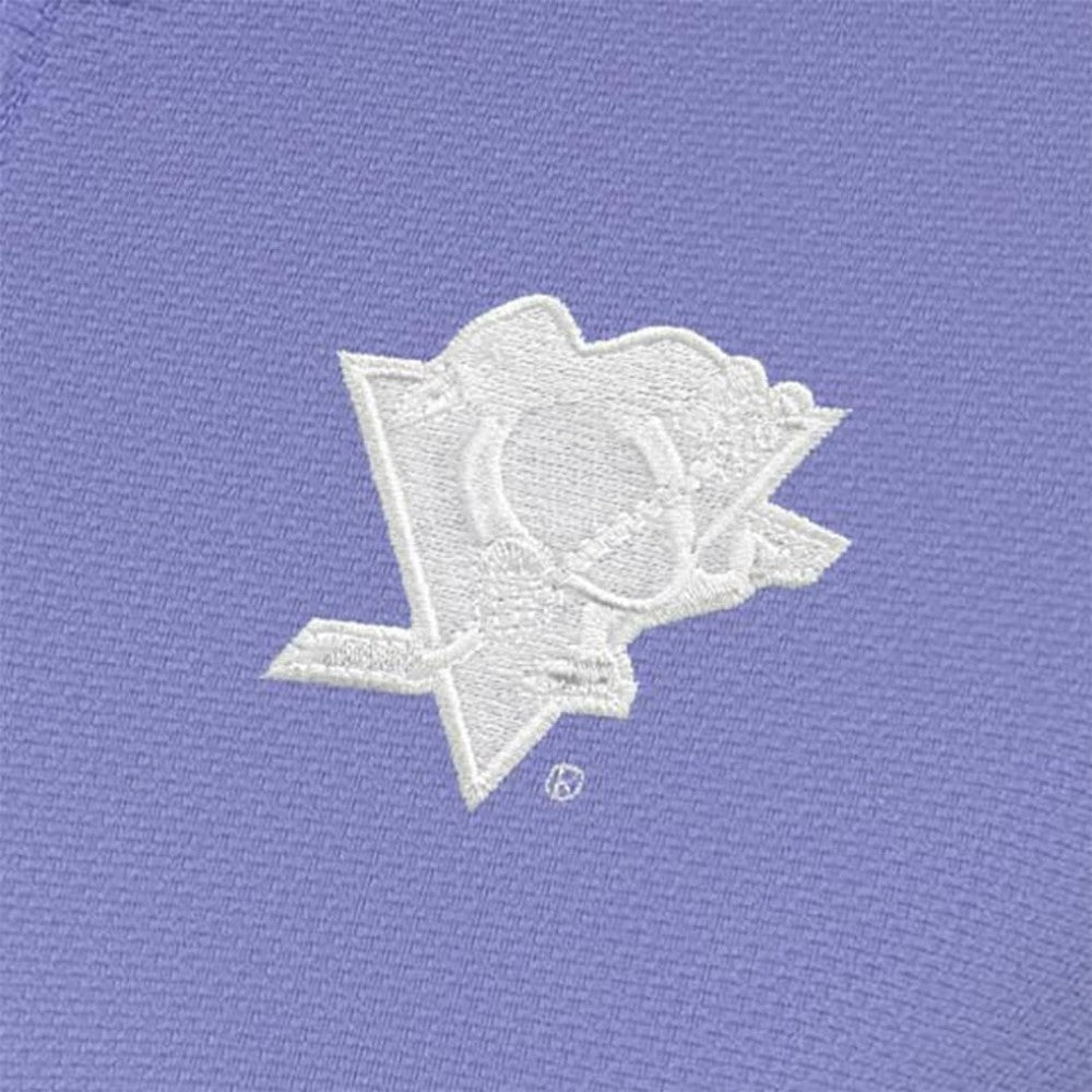 Pittsburgh Penguins Antigua Women's White Logo Finish Quarter-Zip Top - Heather Purple Tops
