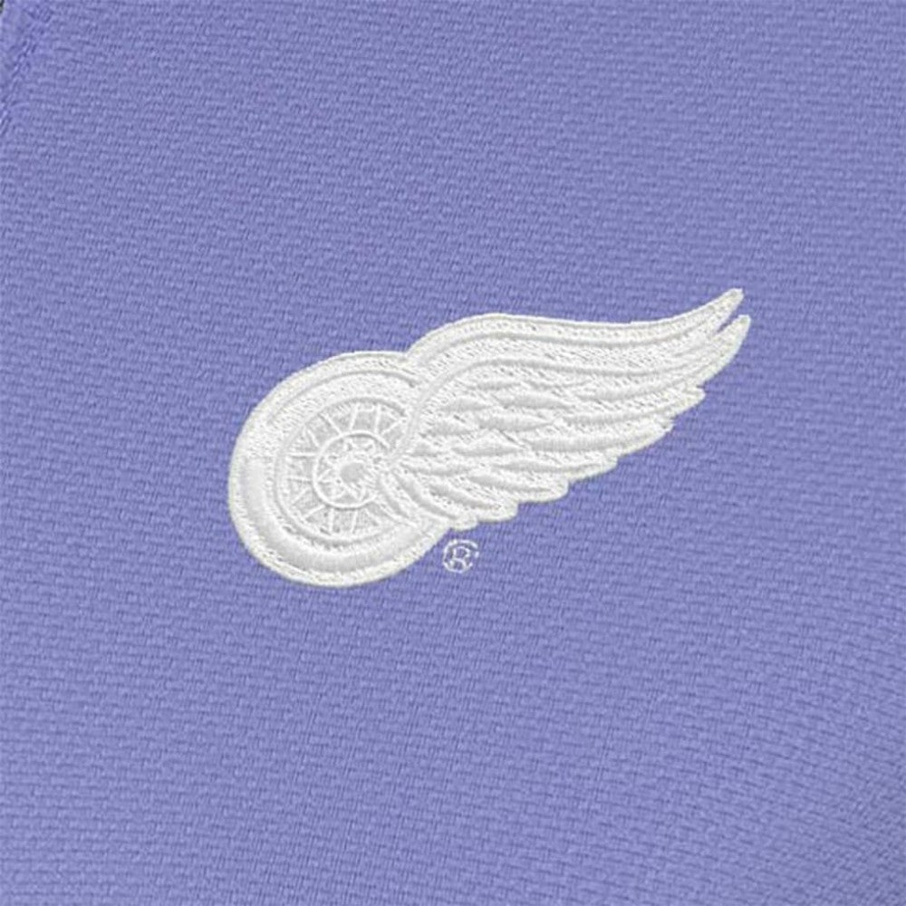 Detroit Red Wings Antigua Women's White Logo Finish Quarter-Zip Top - Heather Purple Tops