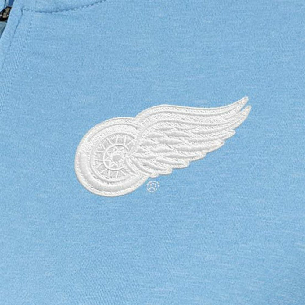 Detroit Red Wings Antigua Women's White Logo Mentor Quarter-Zip Jacket - Light Blue Jackets