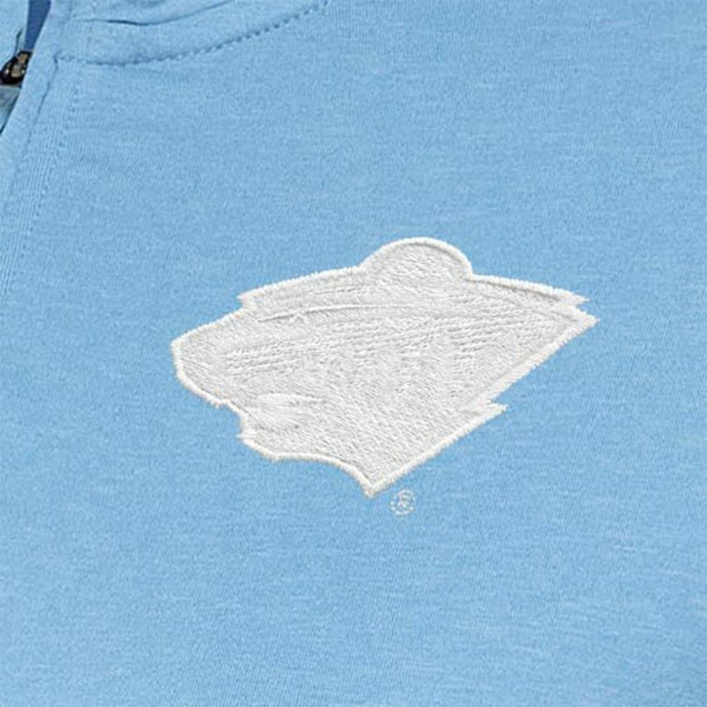 Minnesota Wild Antigua Women's White Logo Mentor Quarter-Zip Jacket - Light Blue Jackets