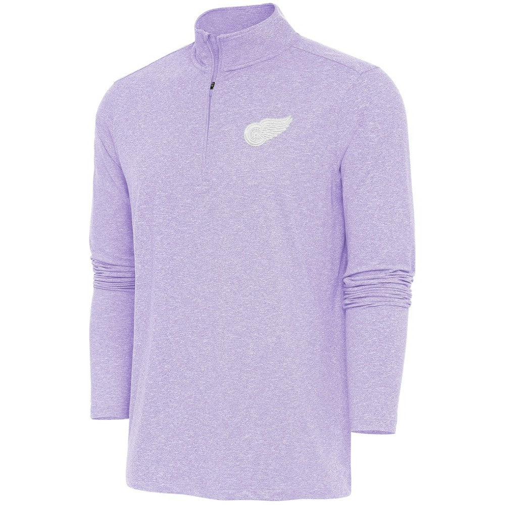 Detroit Red Wings Antigua White Logo Hunk Quarter-Zip Pullover - Lavender Pullover
