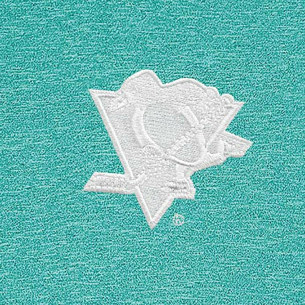 Pittsburgh Penguins Antigua White Logo Hunk Quarter-Zip Pullover - Heather Aqua Pullover