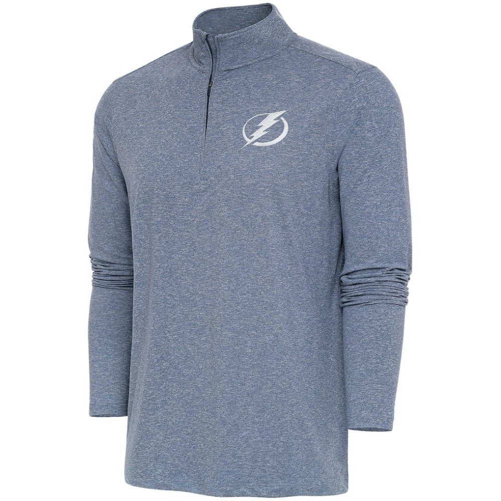 Tampa Bay Lightning Antigua White Logo Hunk Quarter-Zip Pullover - Heather Navy Pullover