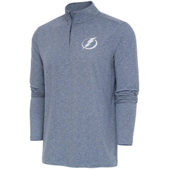 Tampa Bay Lightning Antigua White Logo Hunk Quarter-Zip Pullover - Heather Navy Pullover