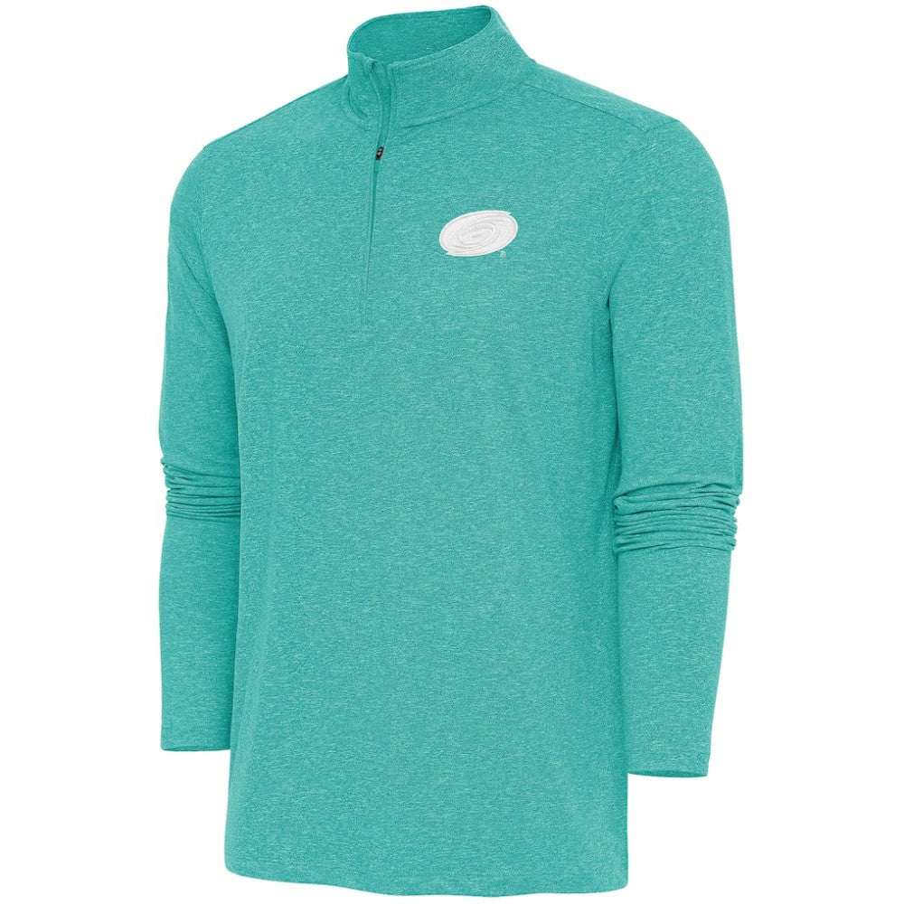 Carolina Hurricanes Antigua White Logo Hunk Quarter-Zip Pullover - Heather Aqua Pullover