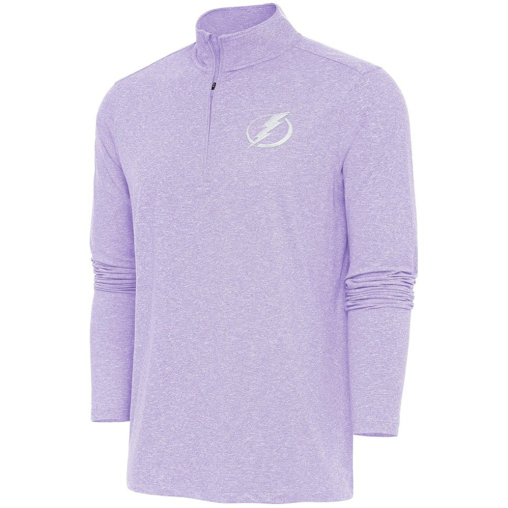 Tampa Bay Lightning Antigua White Logo Hunk Quarter-Zip Pullover - Lavender Pullover